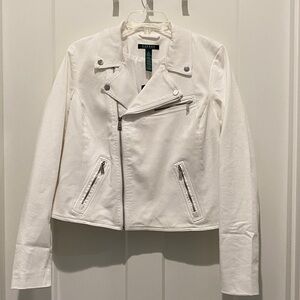 Lauren Ralph Lauren White Denim Moto Jacket